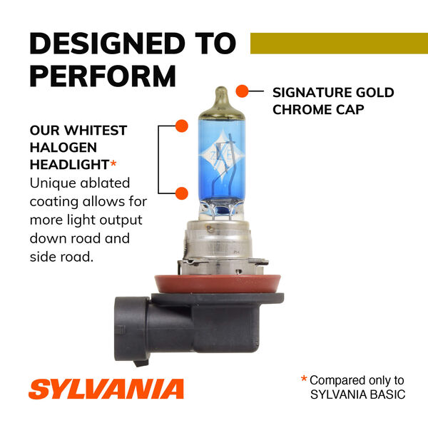 SYLVANIA H11 SilverStar zXe Gold Halogen Headlight Bulb, 2 Pack